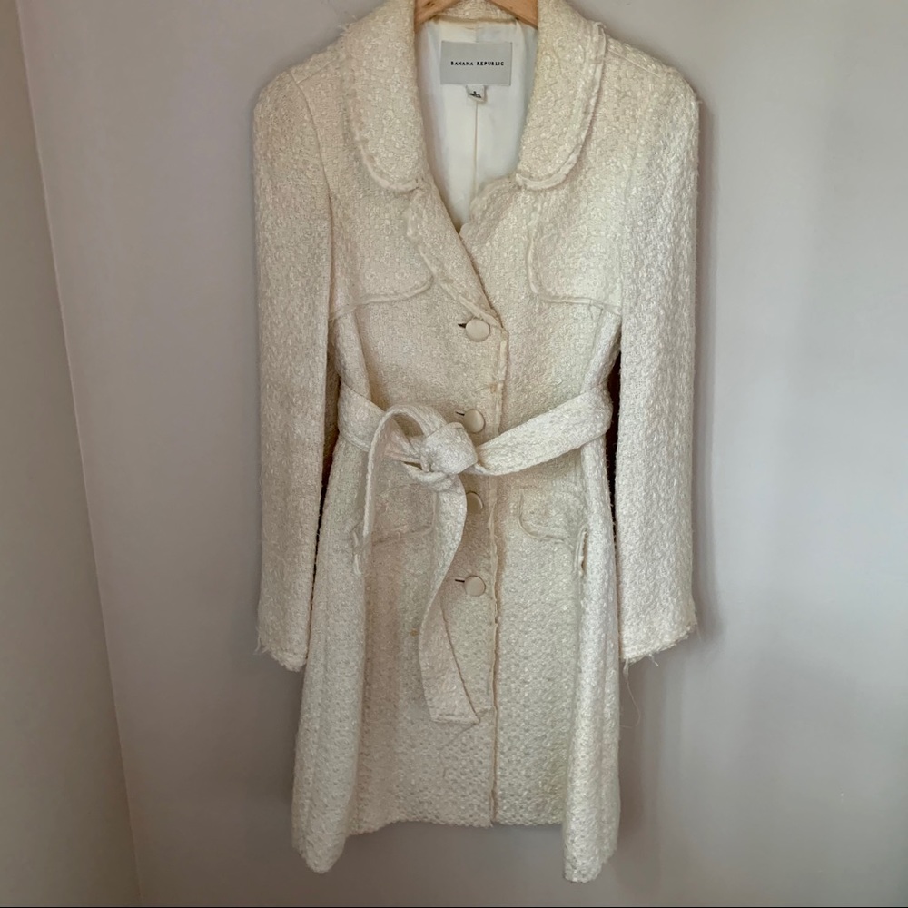 Banana Republic White Tweed Trench